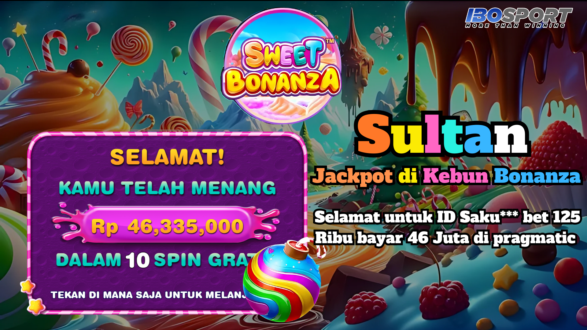 Dari Bet 125 Ribu, Cair 46 Juta! Bukti Sweet Bonanza Pragmatic Play Gacor di IBOSPORT