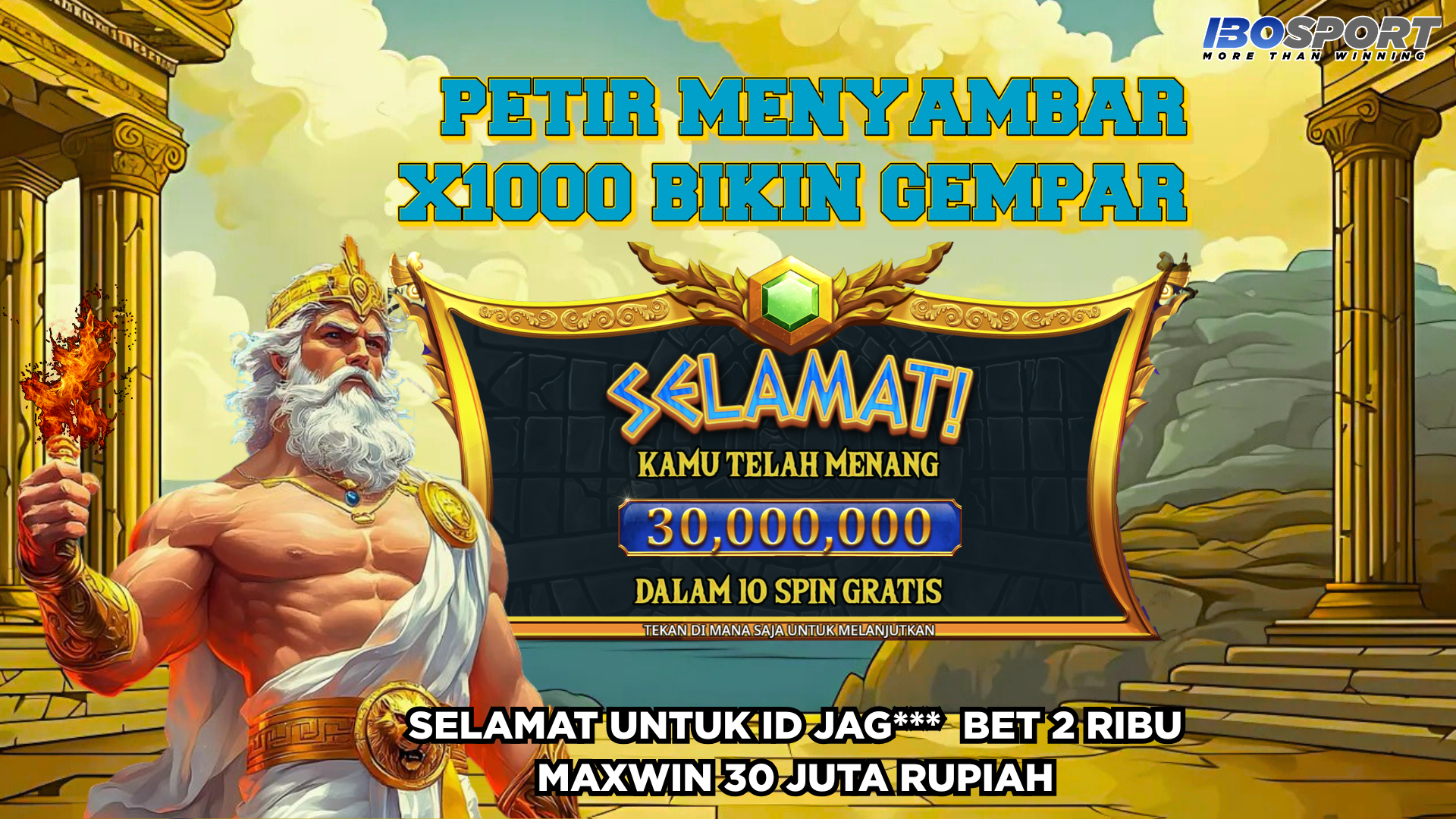 Petir Manja IBOSPORT: Modal Receh 2 Ribu Tembus 30 Juta di Gates of Olympus 1000!