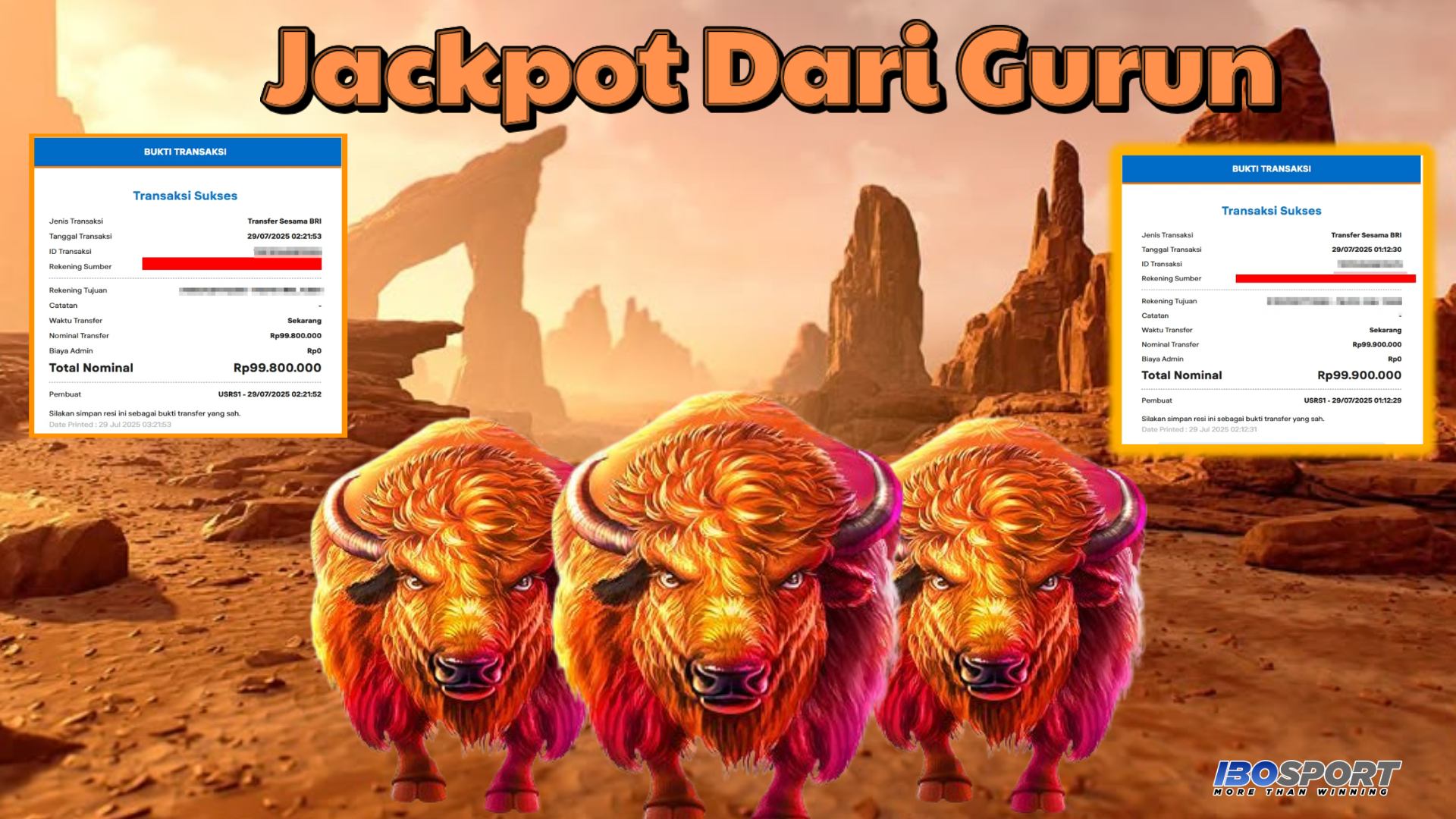 Jackpot Spektakuler Buffalo King Megaways: Member IBOSPORT Slam*** Menang 300 Juta dari Bet 1,2 Juta!