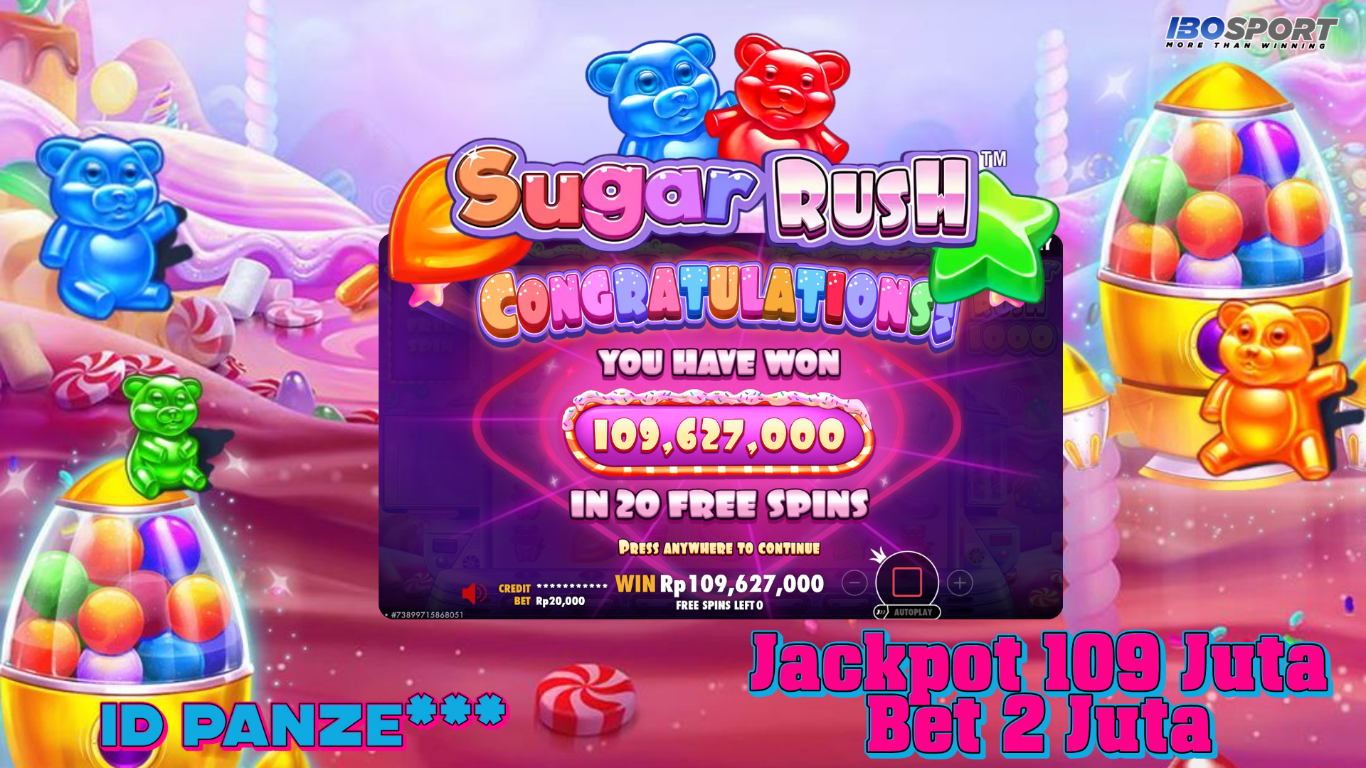 Buyspin Sugar Rush Panze*** Pecah 109 Juta Dari Modal 2 Juta