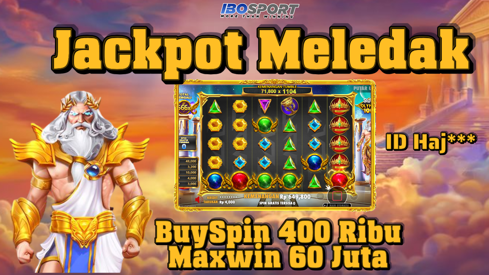 Kemenangan Member IBOSPORT 60 Juta dari Gates of Olympus