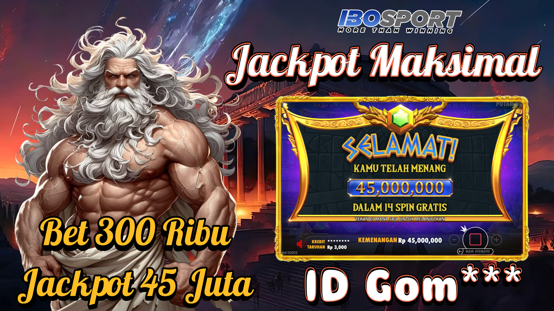 Testimoni Kemenangan Gates of Olympus Modal 300 Ribu di IBOSPORT