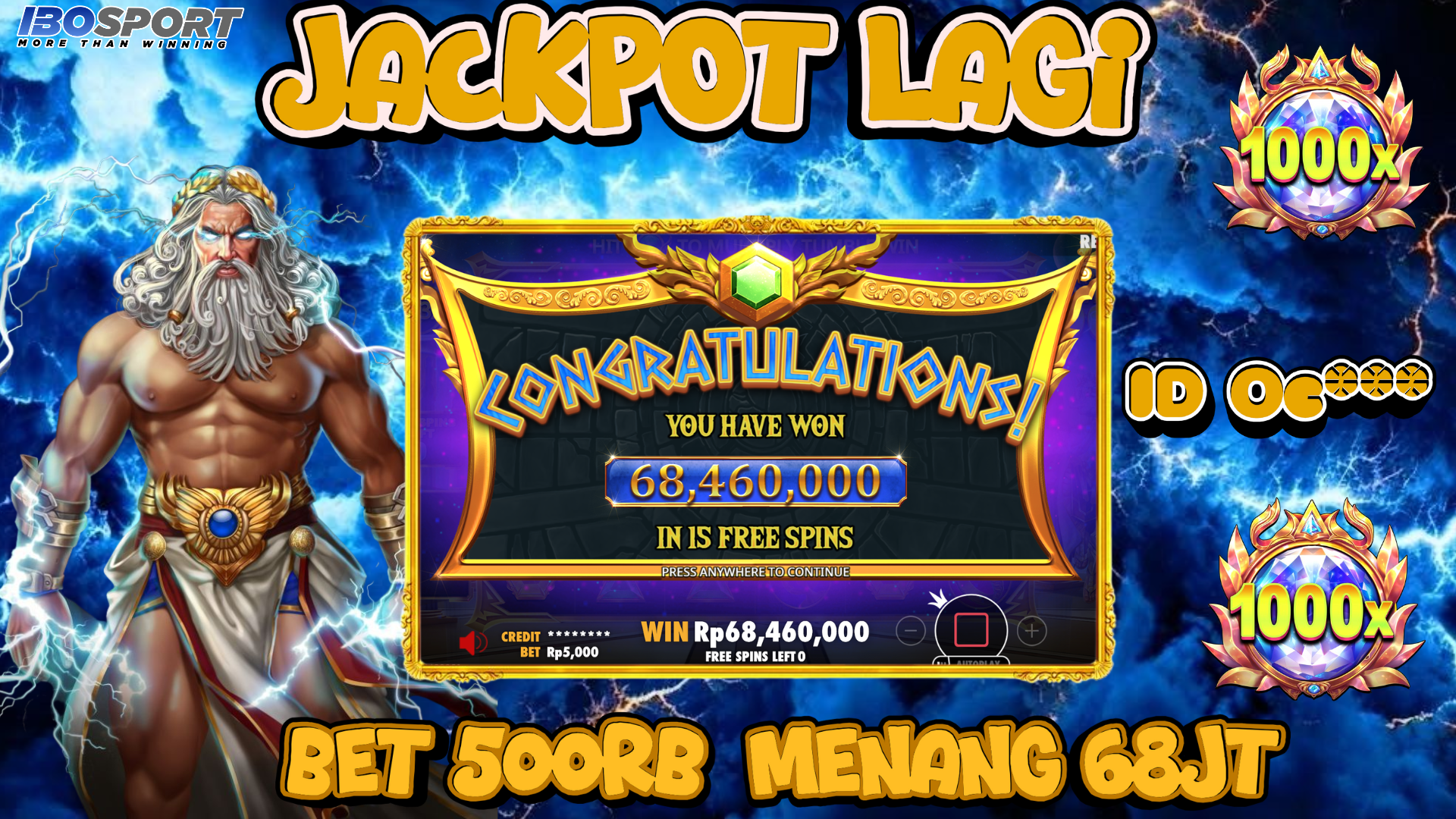 Keajaiban Kemenangan di Gates of Olympus 1000, Modal 500 Ribu Meledak Jadi 68 Juta!