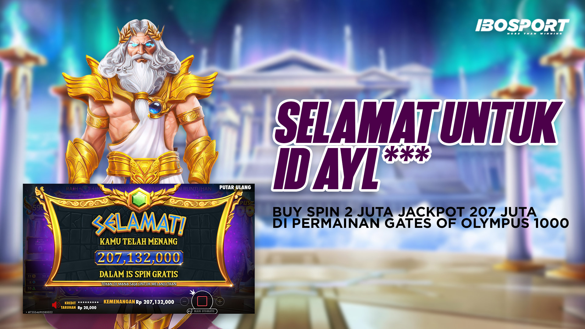 Kemenangan Besar Gates Olympus di IBOSPORT: Modal 2 Juta Jadi 207 Juta!