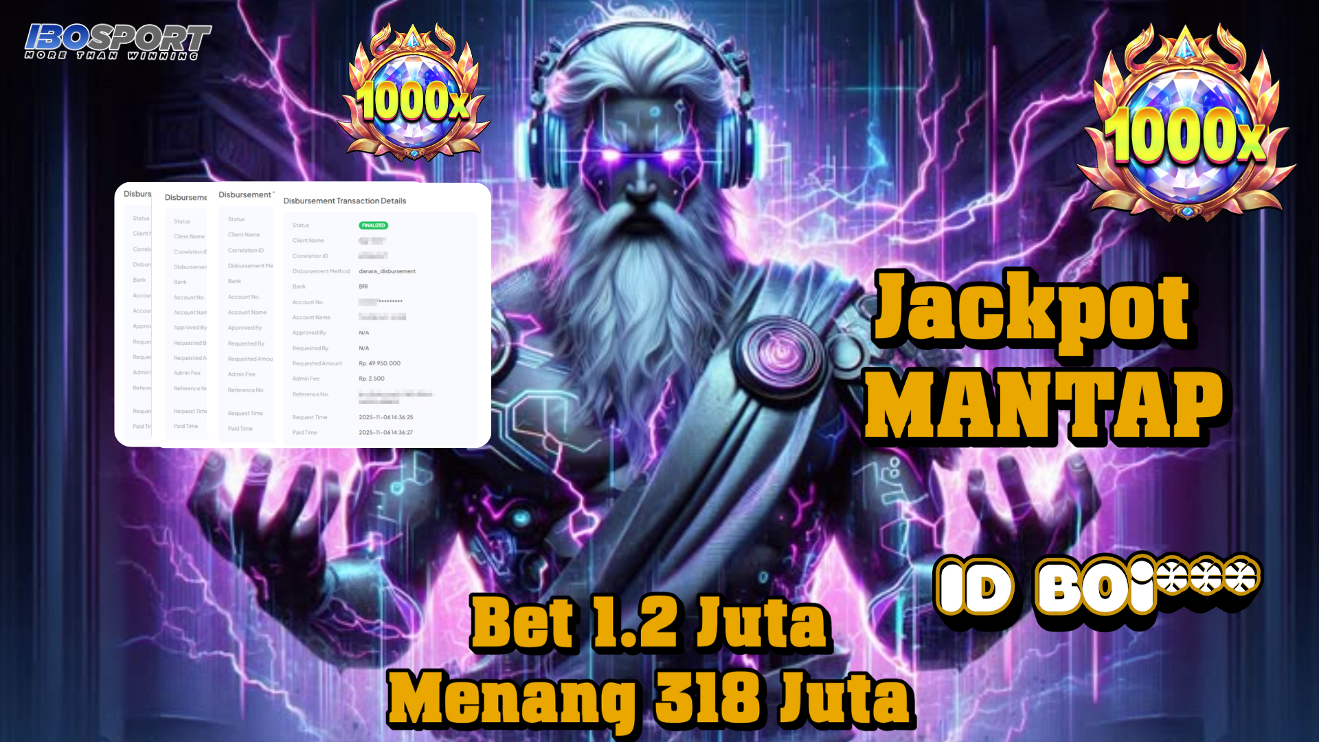 Jackpot Mantap! Member IBOSPORT BOI* Menang 318 Juta di Gates of Olympus 1000