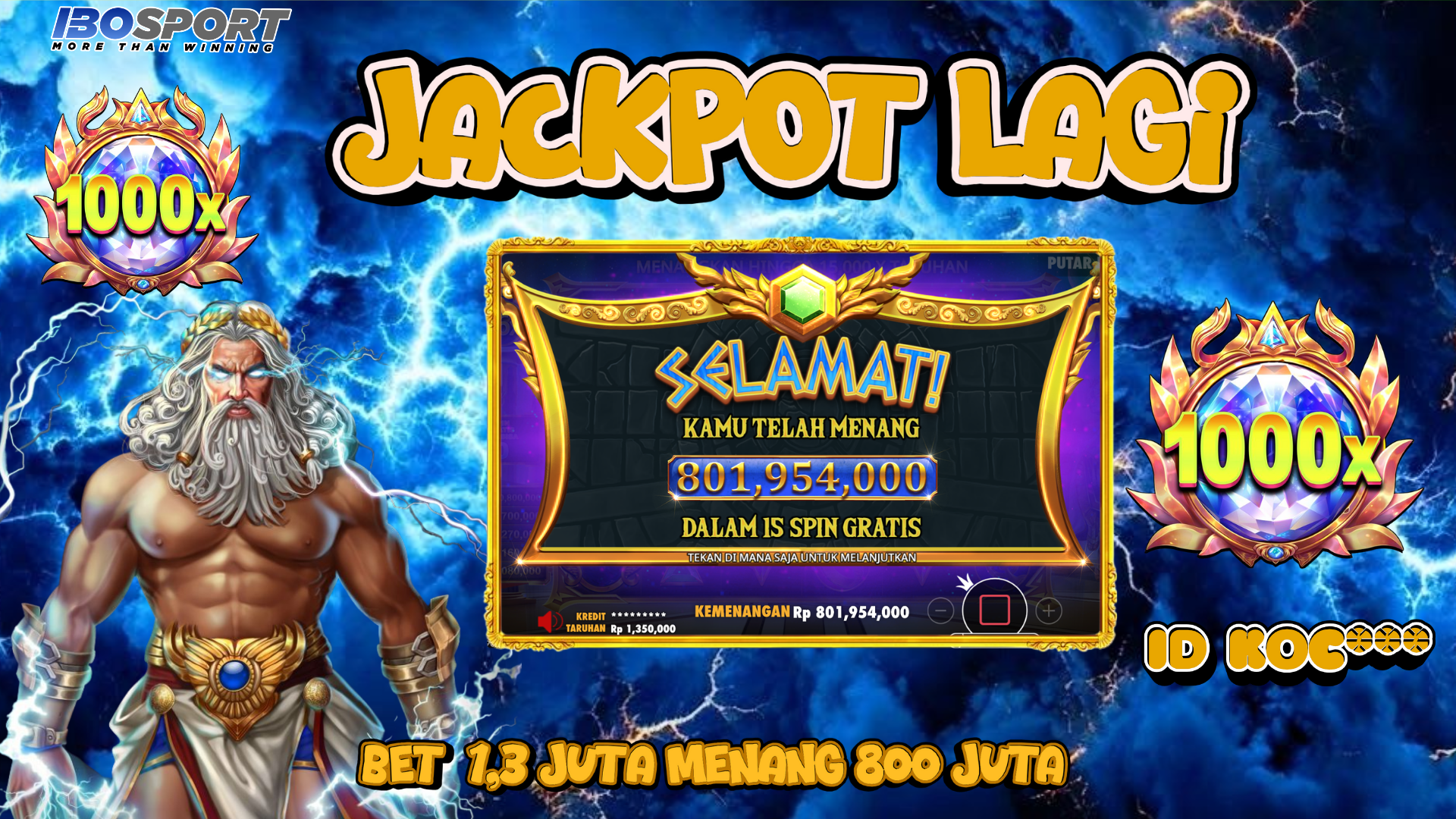Jackpot Gates of Olympus Lagi! Menang 800 Juta dari Bet 1,3 Juta