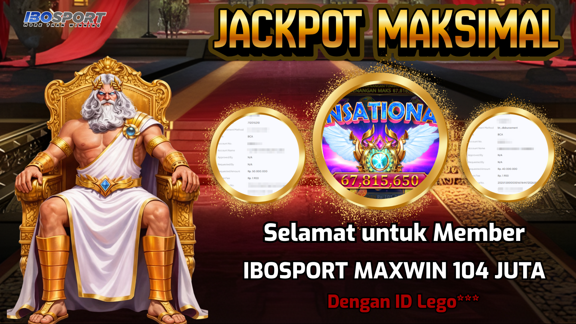 Testimoni Member IBOSPORT Jackpot Maksimal Maxwin 104 Juta Terbukti Membayar