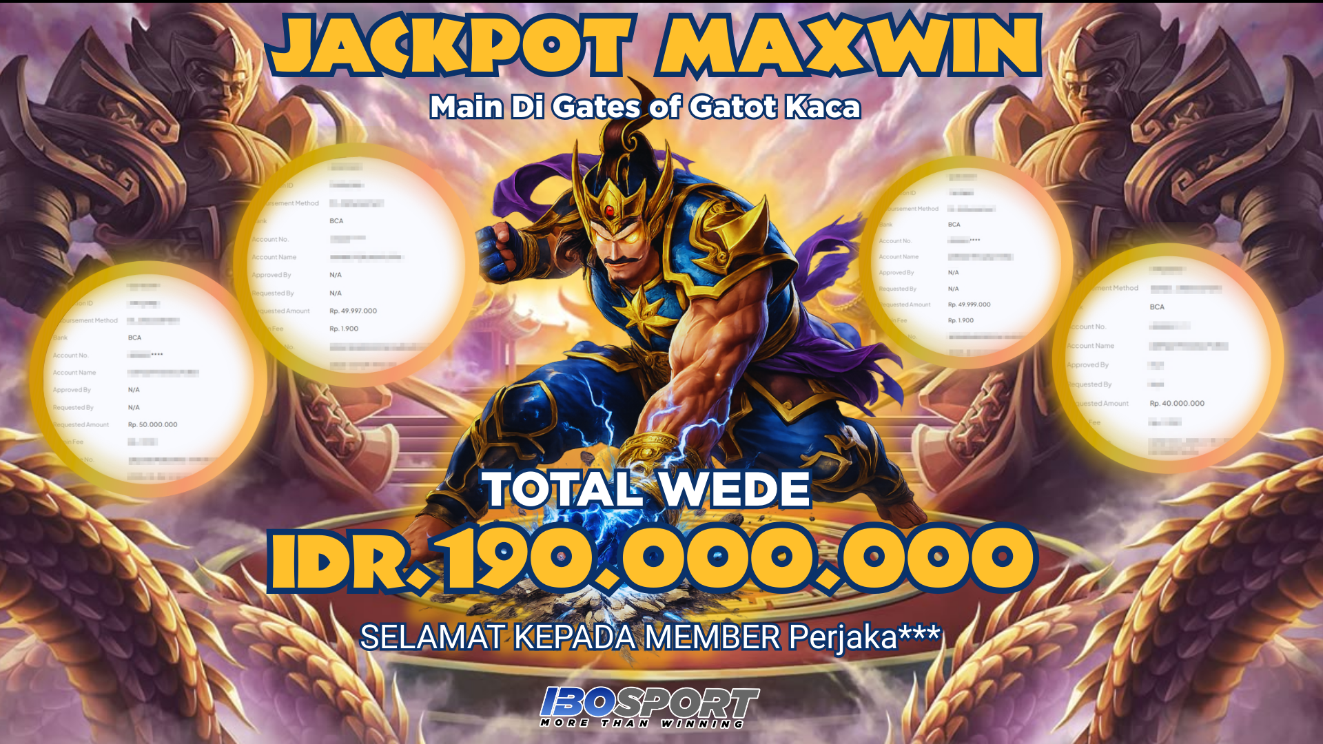 Jackpot Maxwin IBOSPORT 190 Juta Rupiah di Gates of Gatot Kaca