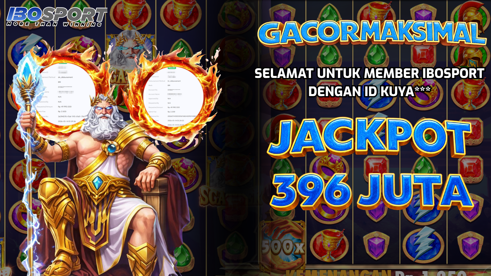 Jackpot Besar IBOSPORT Terbaru 398 Juta! Member ID KUYA*** Gacor Maksimal Hari Ini