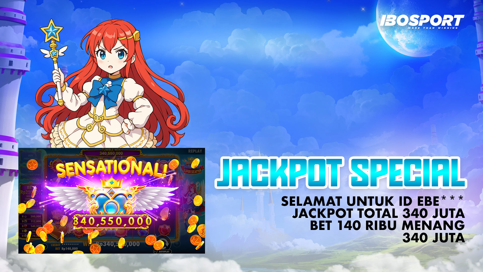Testimoni Jackpot IBOSPORT Terbaru, Bet 140 Ribu Berhasil Menang 340 Juta